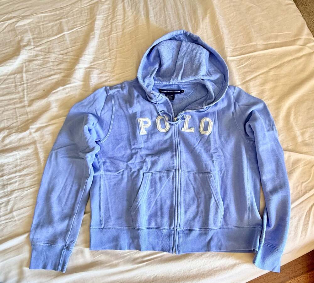 Ralph Lauren Sport Blue Full Zip Hoodie with Embroidered Logo XL